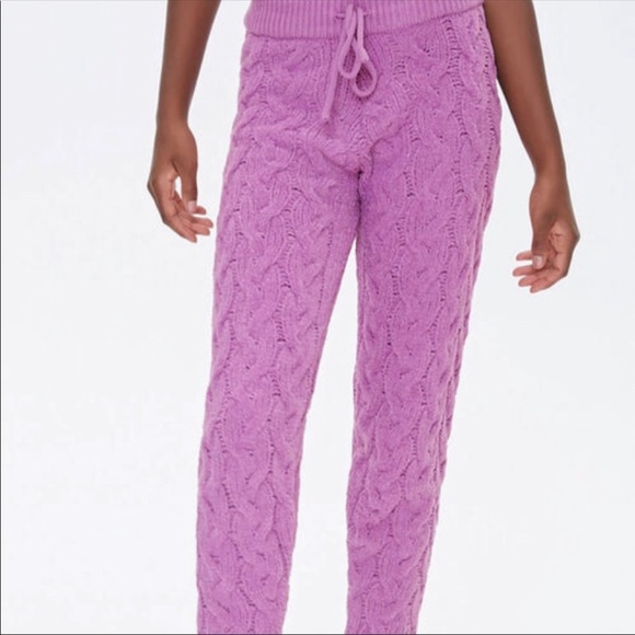 NWOT Lavender Cable Knit Sweater Pants M - Picture 4 of 10